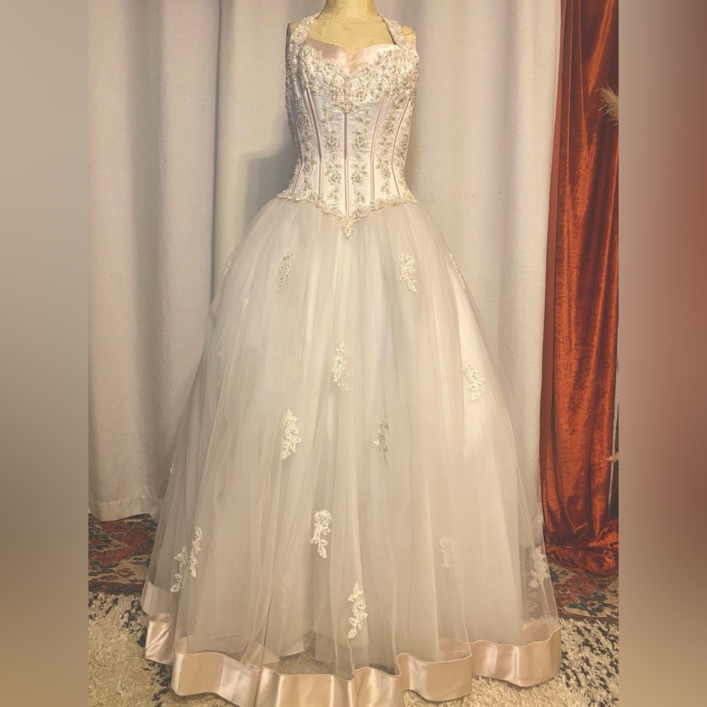 Elegant White Corset Ball Gown